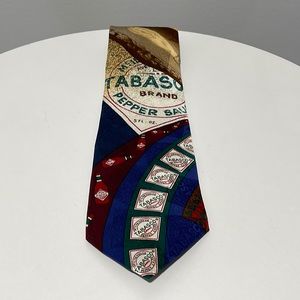 Vintage Tabasco sauce theme silk neck tie made in USA